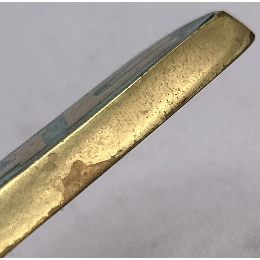 Brass Green Epoxy Mezuzah Hen Holon Israel No Scroll 3” House warming Gift - Picture 5 of 5